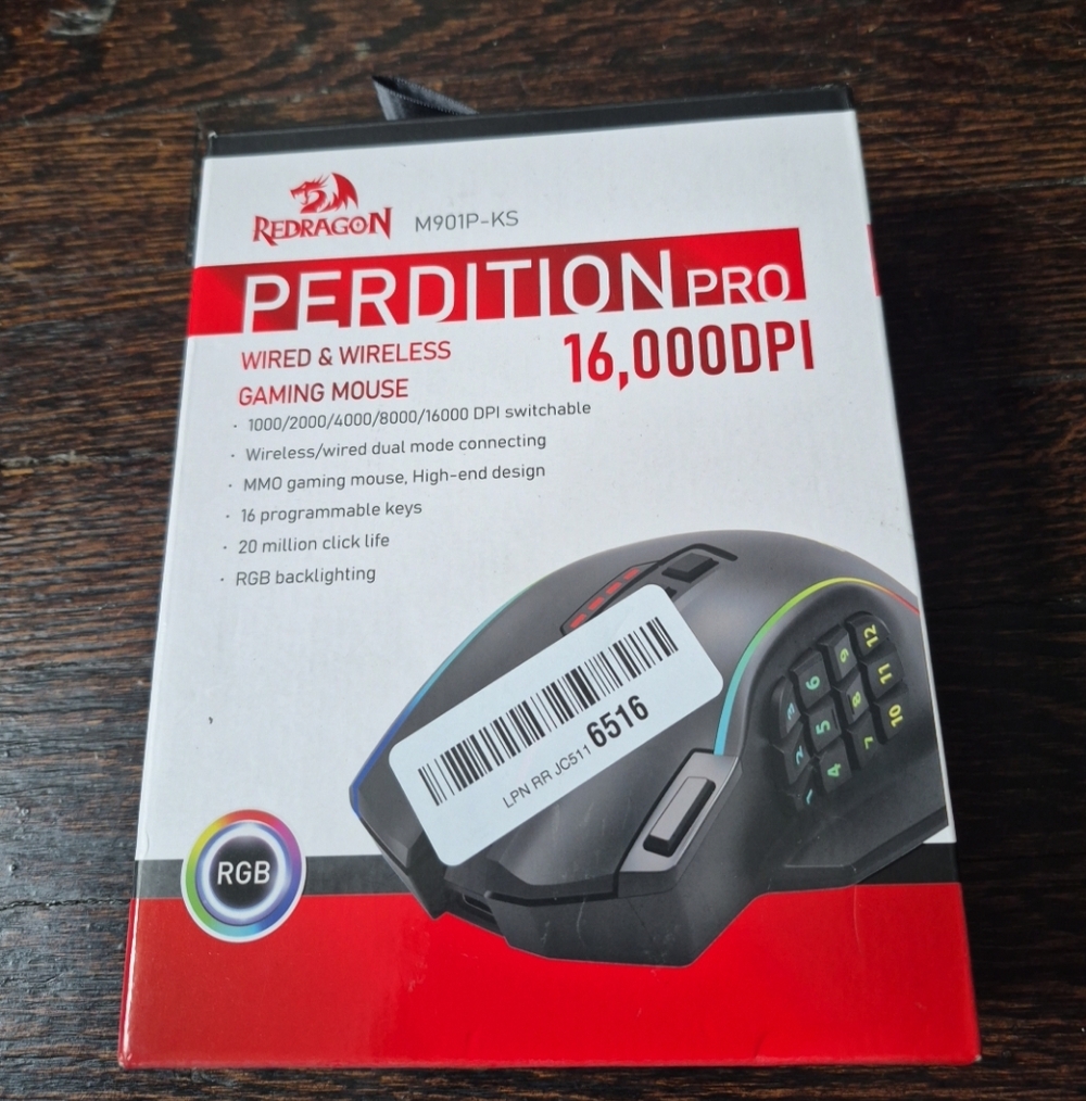 Redragon Perdition Pro Wired/Wireless Mouse Color Backlit / Open Box (no cord)